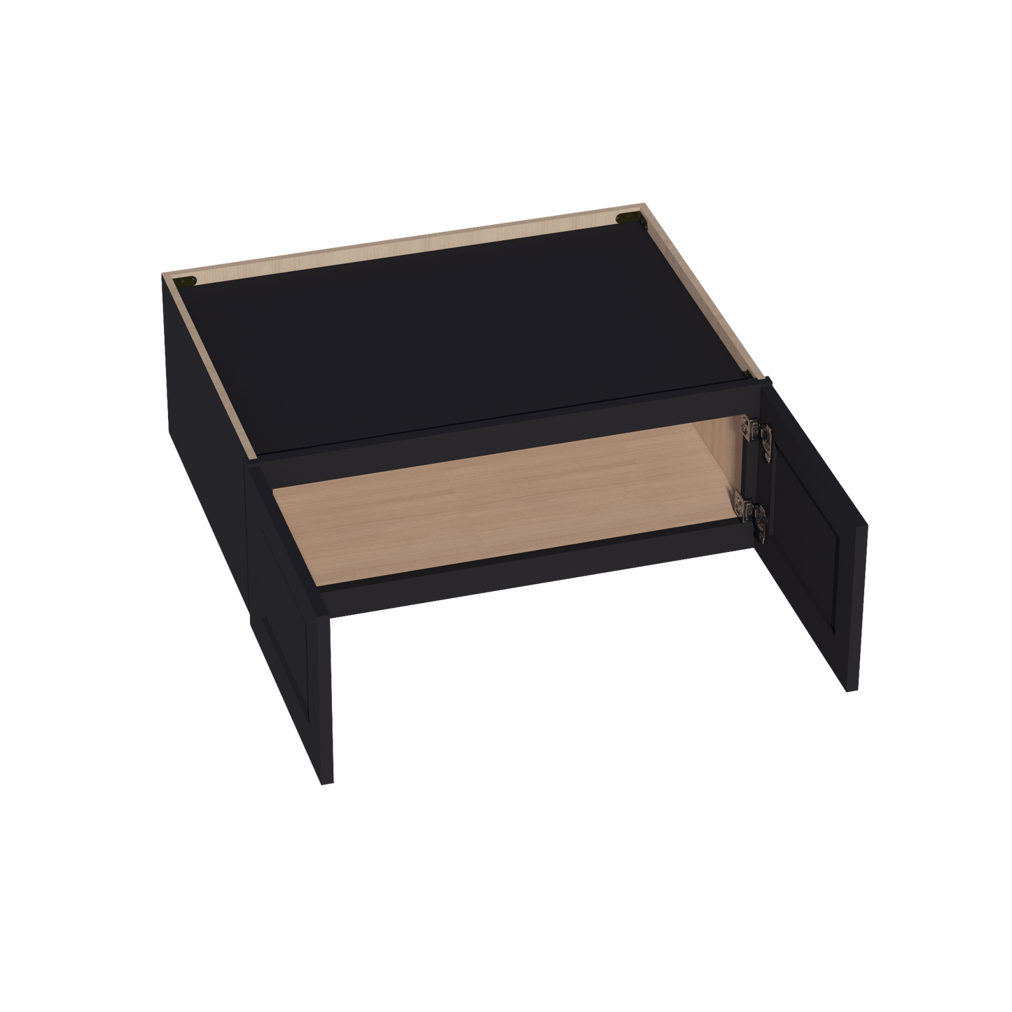 HE - W331224: Ebony Black Shaker 33"W x 12"H x 24"D 2 Doors Standard Bridge Wall Cabinet - NextCabinets