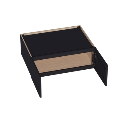 HE - W331224: Ebony Black Shaker 33"W x 12"H x 24"D 2 Doors Standard Bridge Wall Cabinet - NextCabinets