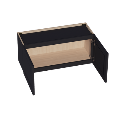 HE - W3315: Ebony Black Shaker 33"W x 15"H 2 Doors Standard Wall Bridge Cabinet - NextCabinets