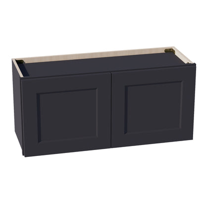 HE - W3315: Ebony Black Shaker 33"W x 15"H 2 Doors Standard Wall Bridge Cabinet - NextCabinets