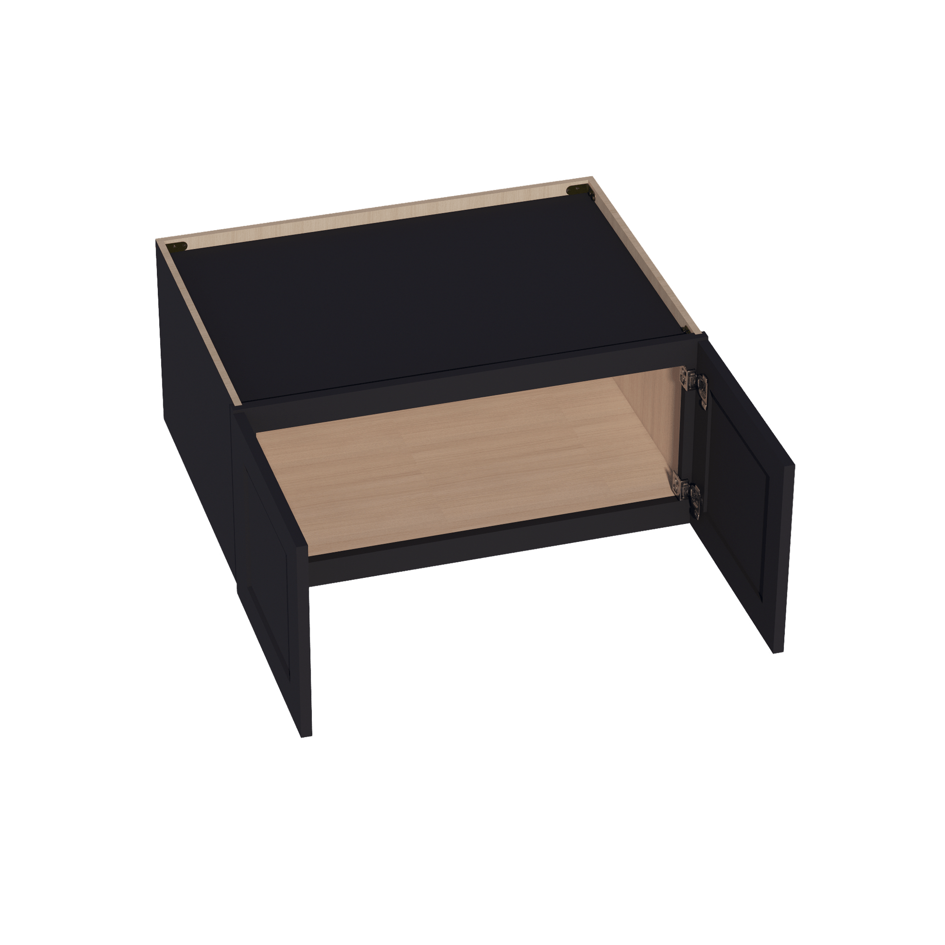 HE - W331524: Ebony Black Shaker 33"W x 15"H x 24"D 2 Doors Standard Bridge Wall Cabinet - NextCabinets