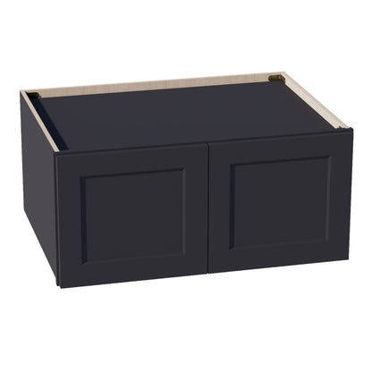 HE - W331524: Ebony Black Shaker 33"W x 15"H x 24"D 2 Doors Standard Bridge Wall Cabinet - NextCabinets