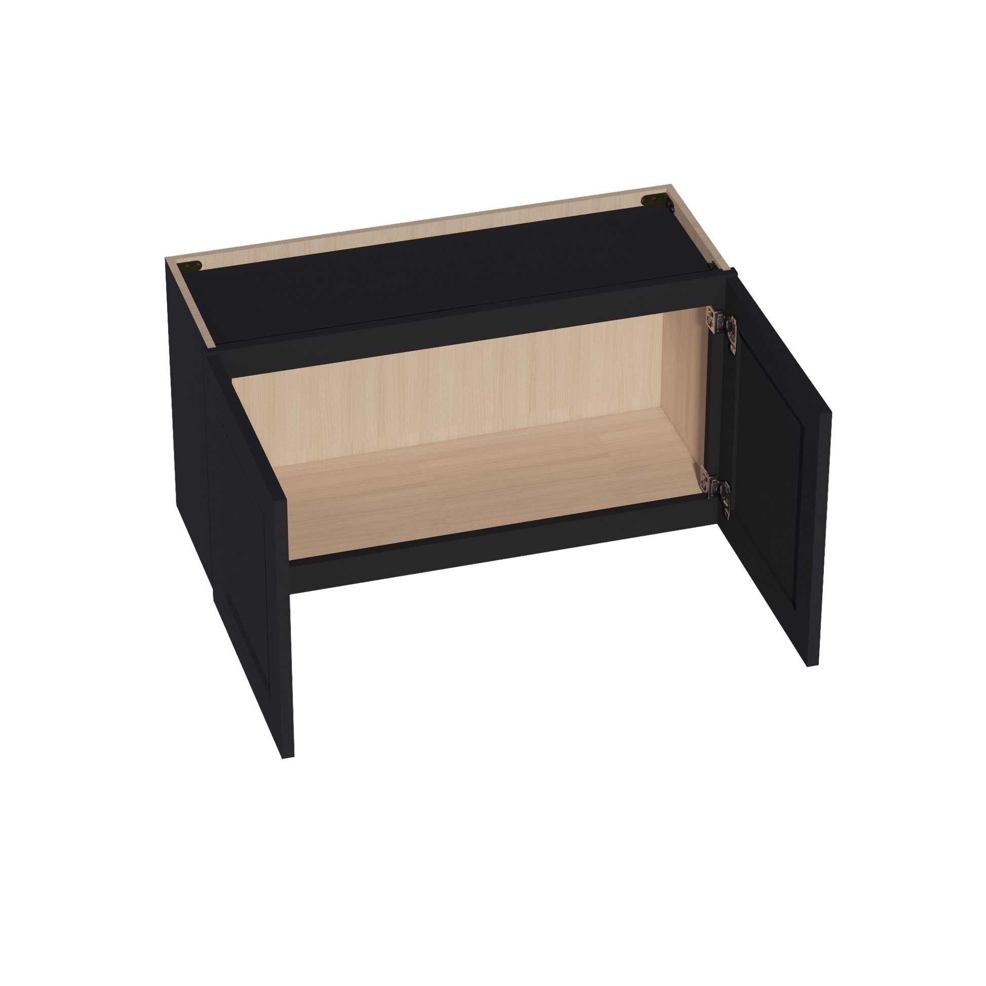 HE - W3318: Ebony Black Shaker 33"W x 18"H 2 Doors Standard Wall Bridge Cabinet - NextCabinets