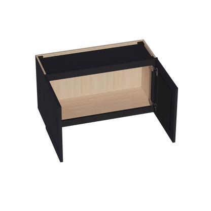 HE - W3318: Ebony Black Shaker 33"W x 18"H 2 Doors Standard Wall Bridge Cabinet - NextCabinets