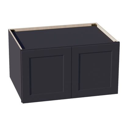HE - W331824: Ebony Black Shaker 33"W x 18"H x 24"D 2 Doors Standard Bridge Wall Cabinet - NextCabinets