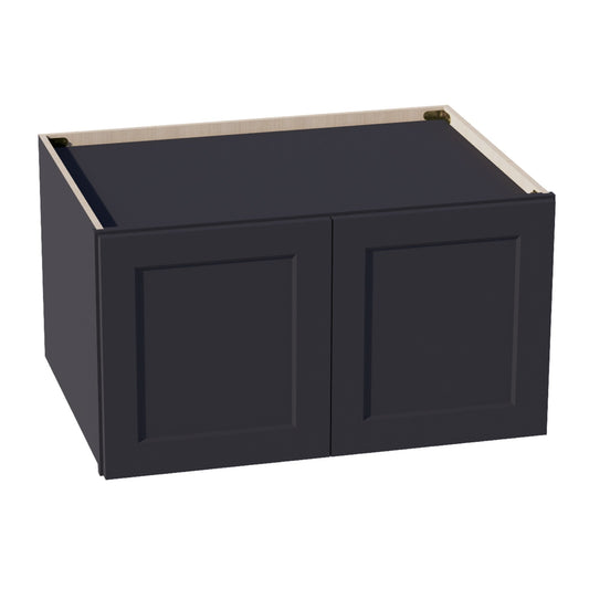HE - W331824: Ebony Black Shaker 33"W x 18"H x 24"D 2 Doors Standard Bridge Wall Cabinet - NextCabinets