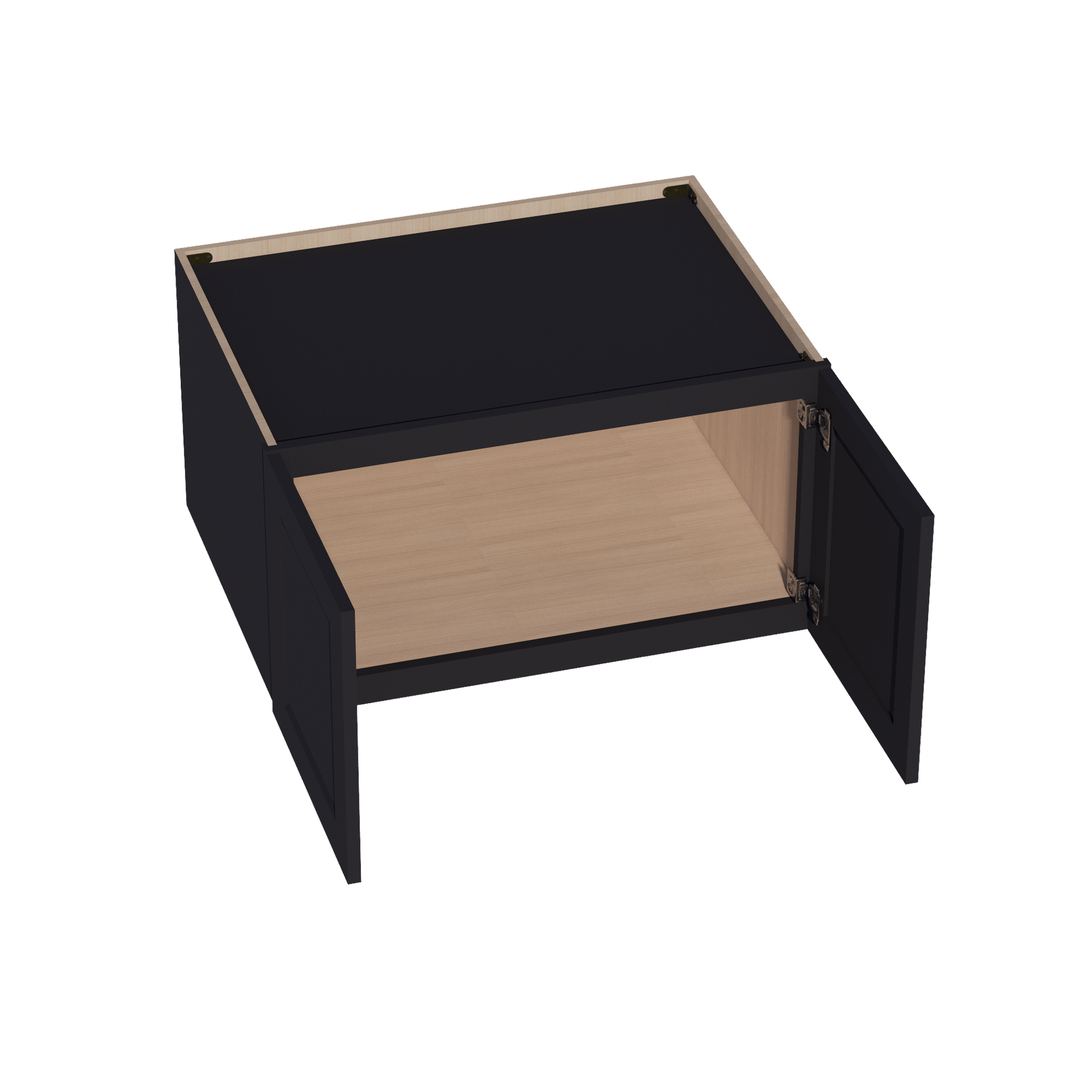 HE - W331824: Ebony Black Shaker 33"W x 18"H x 24"D 2 Doors Standard Bridge Wall Cabinet - NextCabinets