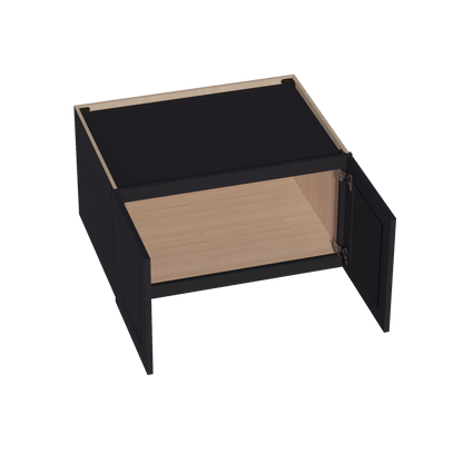 HE - W331824: Ebony Black Shaker 33"W x 18"H x 24"D 2 Doors Standard Bridge Wall Cabinet - NextCabinets