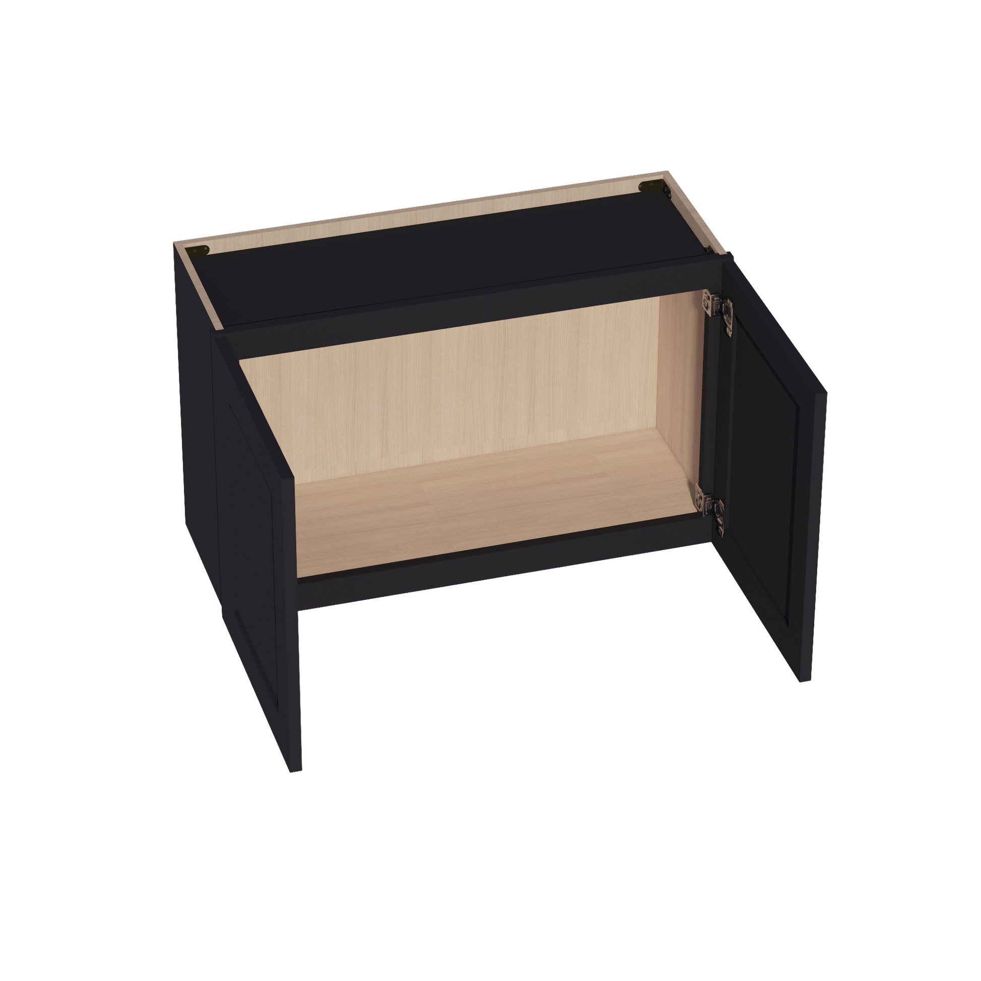 HE - W3321: Ebony Black Shaker 33"W x 21"H 2 Doors Standard Wall Bridge Cabinet - NextCabinets