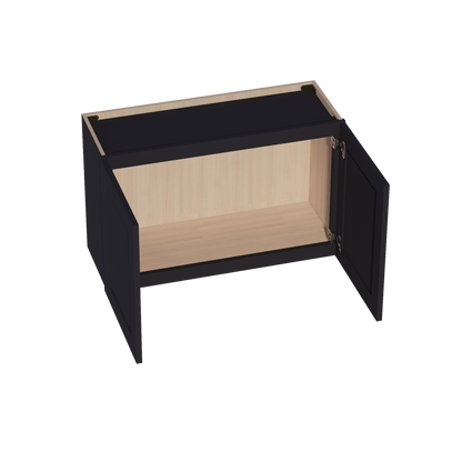 HE - W3321: Ebony Black Shaker 33"W x 21"H 2 Doors Standard Wall Bridge Cabinet - NextCabinets