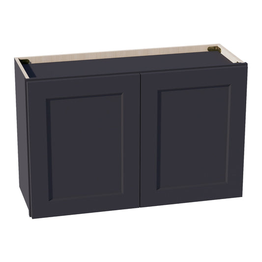 HE - W3321: Ebony Black Shaker 33"W x 21"H 2 Doors Standard Wall Bridge Cabinet - NextCabinets
