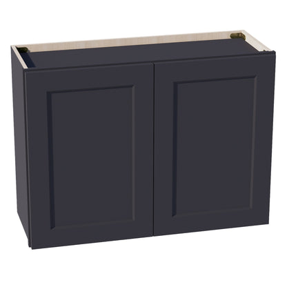 HE - W3324: Ebony Black Shaker 33"W x 24"H 2 Doors Standard Wall Bridge Cabinet - NextCabinets