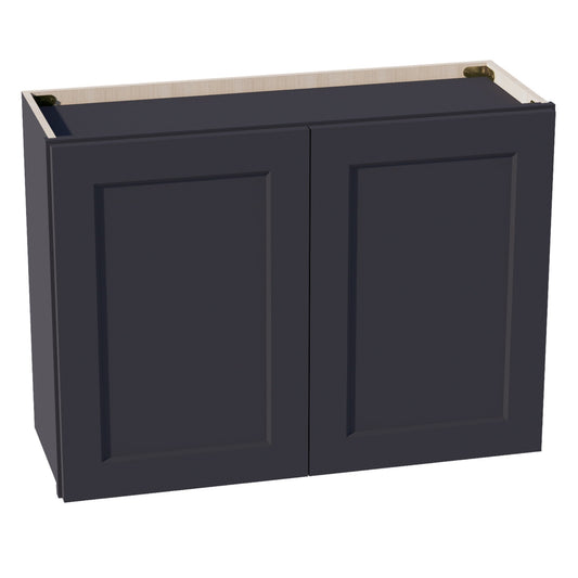 HE - W3324: Ebony Black Shaker 33"W x 24"H 2 Doors Standard Wall Bridge Cabinet - NextCabinets