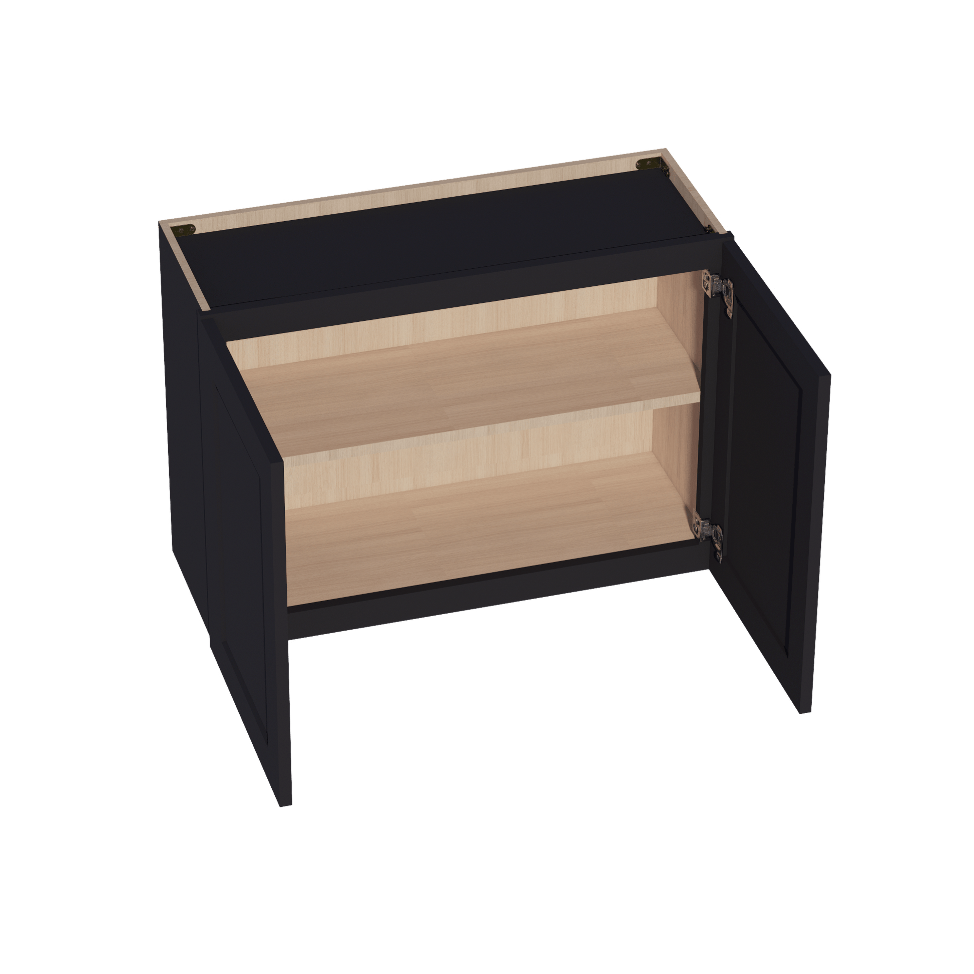 HE - W3324: Ebony Black Shaker 33"W x 24"H 2 Doors Standard Wall Bridge Cabinet - NextCabinets