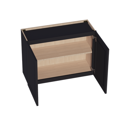 HE - W3324: Ebony Black Shaker 33"W x 24"H 2 Doors Standard Wall Bridge Cabinet - NextCabinets
