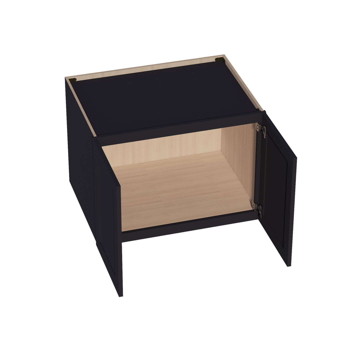 HE - W332424: Ebony Black Shaker 33"W x 24"H x 24"D 2 Doors & 1 Shelf Standard Bridge Wall Cabinet - NextCabinets