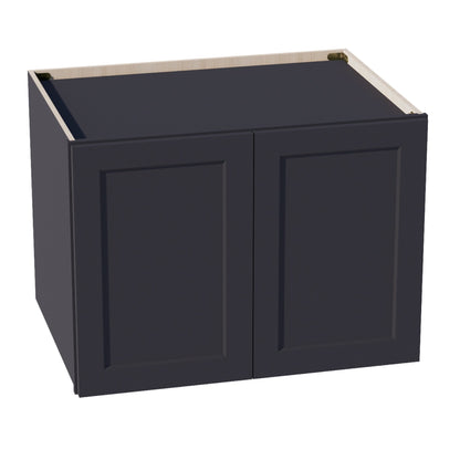 HE - W332424: Ebony Black Shaker 33"W x 24"H x 24"D 2 Doors & 1 Shelf Standard Bridge Wall Cabinet - NextCabinets