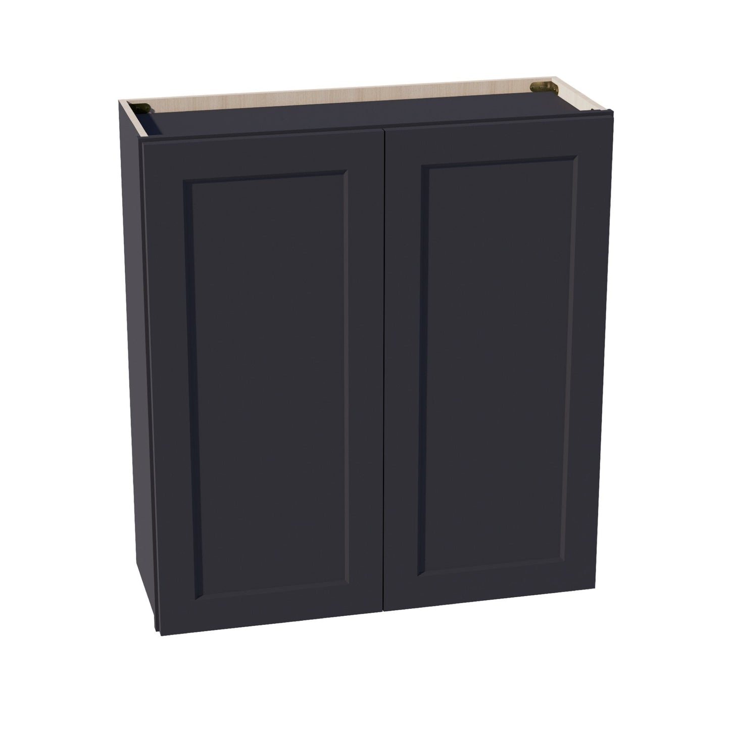 HE - W3336: Ebony Black Shaker 33"W x 36"H 2 Doors & 2 Shelves Standard Wall Cabinet - NextCabinets