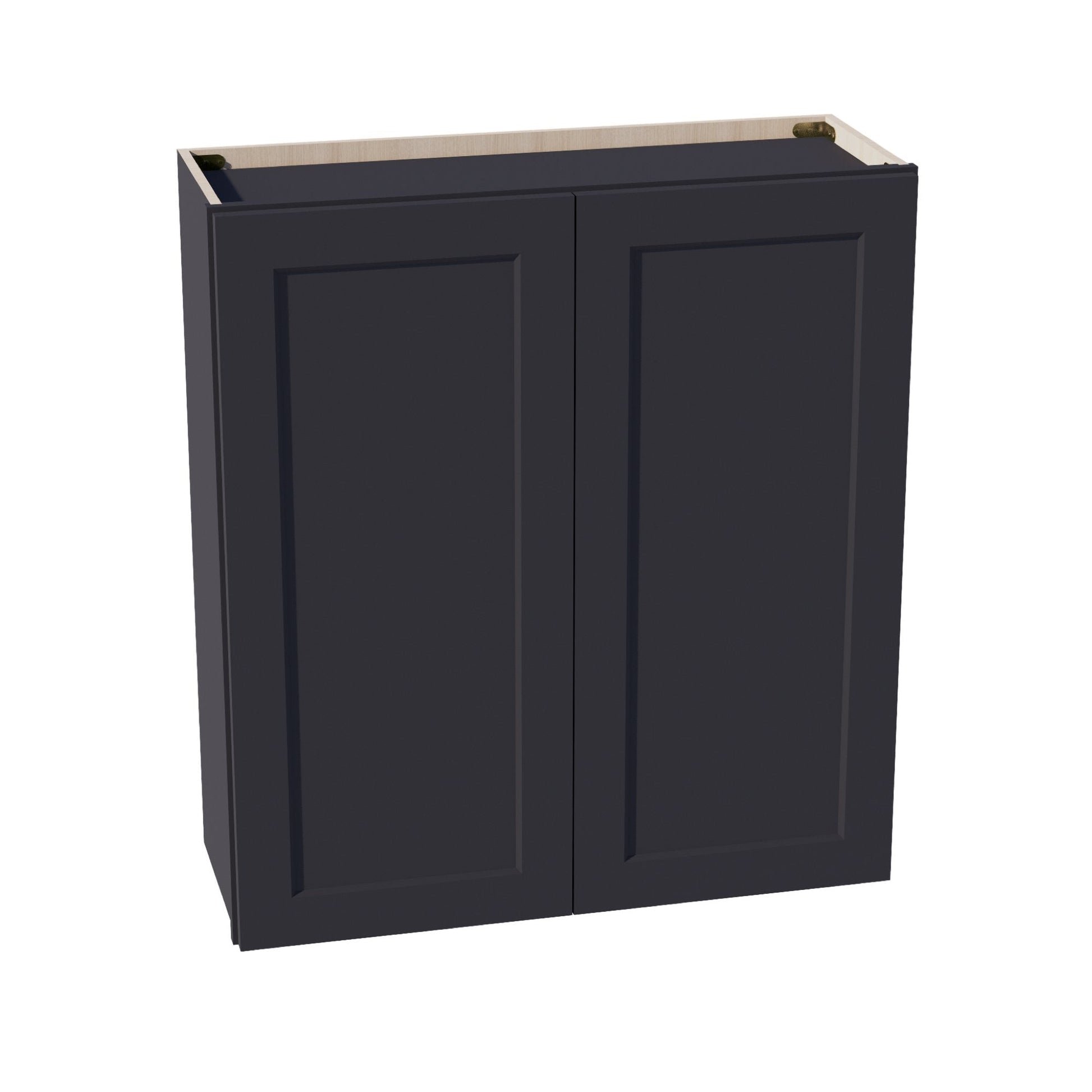 HE - W3336: Ebony Black Shaker 33"W x 36"H 2 Doors & 2 Shelves Standard Wall Cabinet - NextCabinets