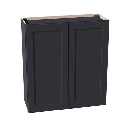 HE - W3336: Ebony Black Shaker 33"W x 36"H 2 Doors & 2 Shelves Standard Wall Cabinet - NextCabinets