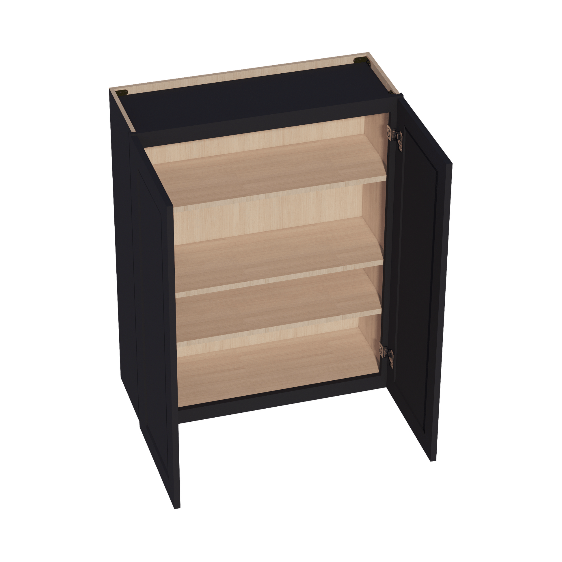 HE - W3342: Ebony Black Shaker 33"W x 42"H 2 Doors & 3 Shelves Standard Wall Cabinet - NextCabinets