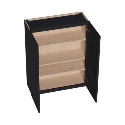 HE - W3342: Ebony Black Shaker 33"W x 42"H 2 Doors & 3 Shelves Standard Wall Cabinet - NextCabinets