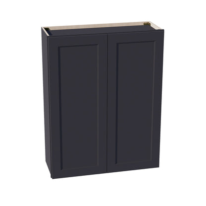 HE - W3342: Ebony Black Shaker 33"W x 42"H 2 Doors & 3 Shelves Standard Wall Cabinet - NextCabinets