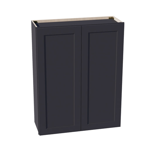 HE - W3342: Ebony Black Shaker 33"W x 42"H 2 Doors & 3 Shelves Standard Wall Cabinet - NextCabinets