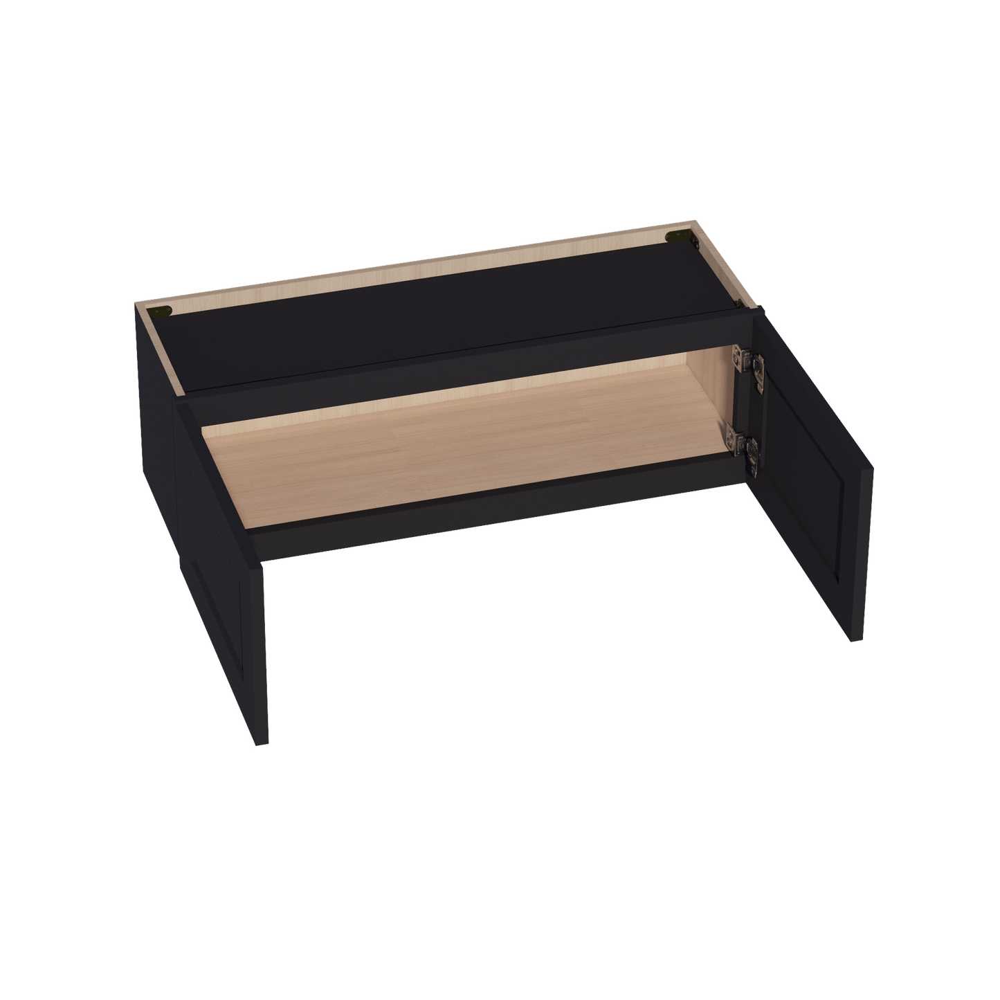 HE - W3612: Ebony Black Shaker 36"W x 12"H 2 Doors Standard Wall Bridge Cabinet - NextCabinets