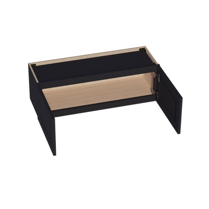HE - W3612: Ebony Black Shaker 36"W x 12"H 2 Doors Standard Wall Bridge Cabinet - NextCabinets