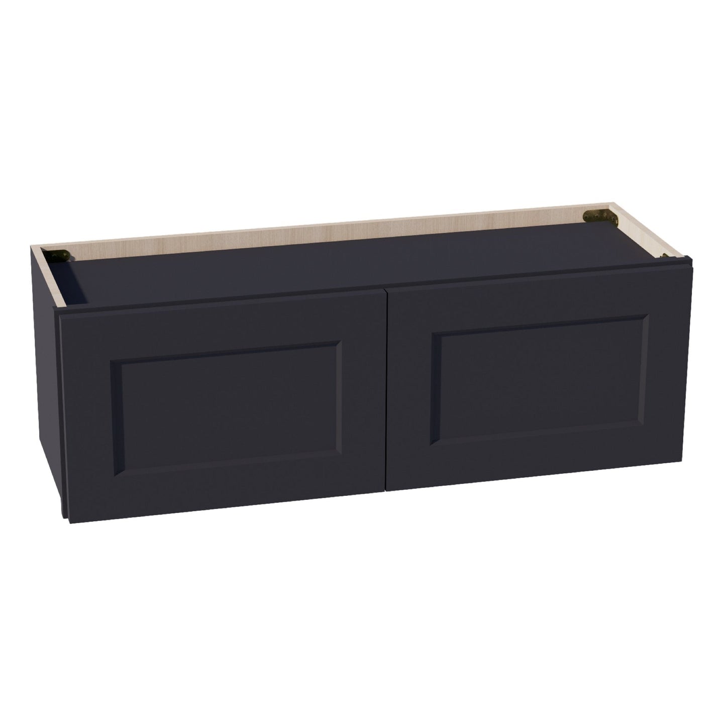 HE - W3612: Ebony Black Shaker 36"W x 12"H 2 Doors Standard Wall Bridge Cabinet - NextCabinets