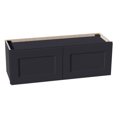 HE - W3612: Ebony Black Shaker 36"W x 12"H 2 Doors Standard Wall Bridge Cabinet - NextCabinets