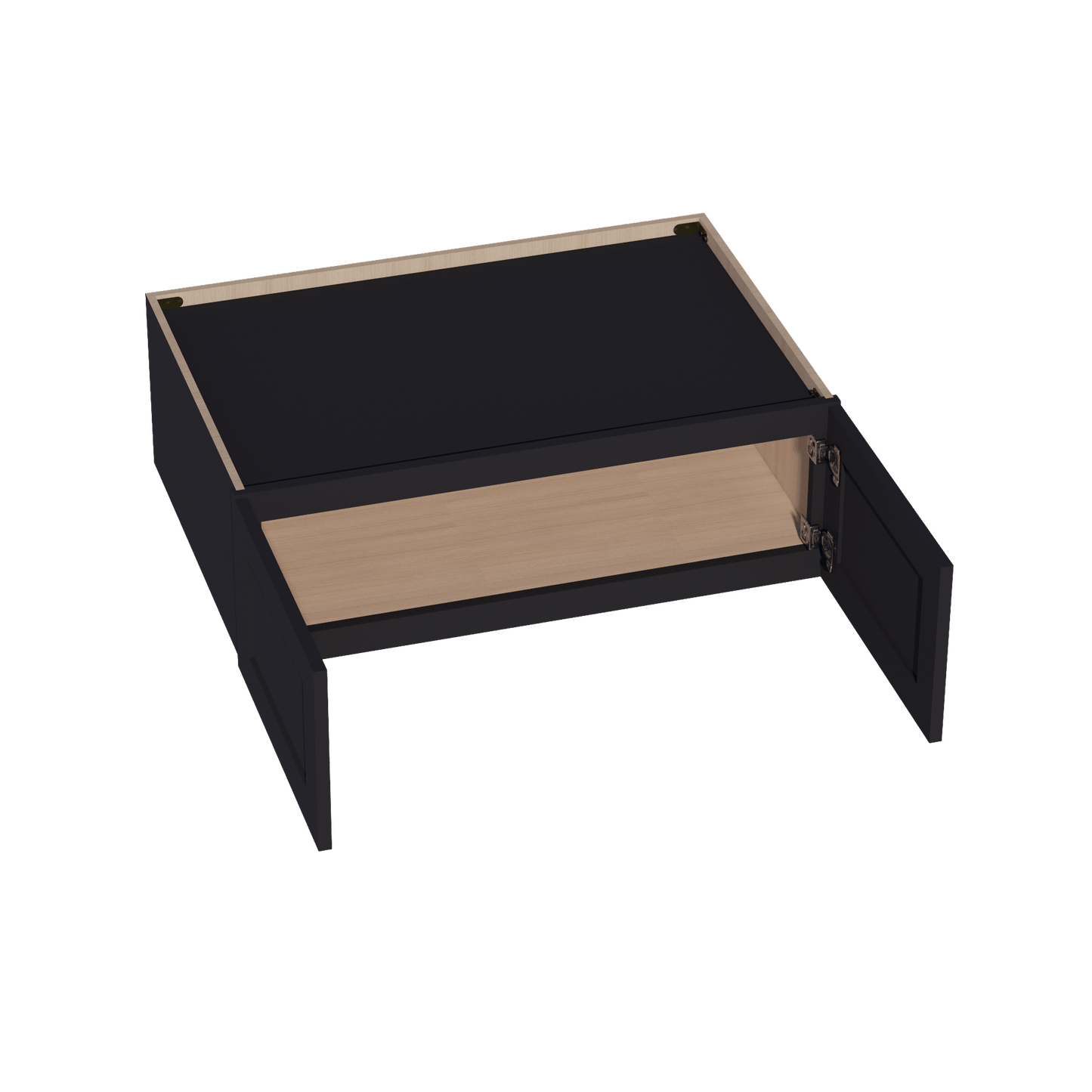 HE - W361224: Ebony Black Shaker 36"W x 12"H x 24"D 2 Doors Standard Bridge Wall Cabinet - NextCabinets