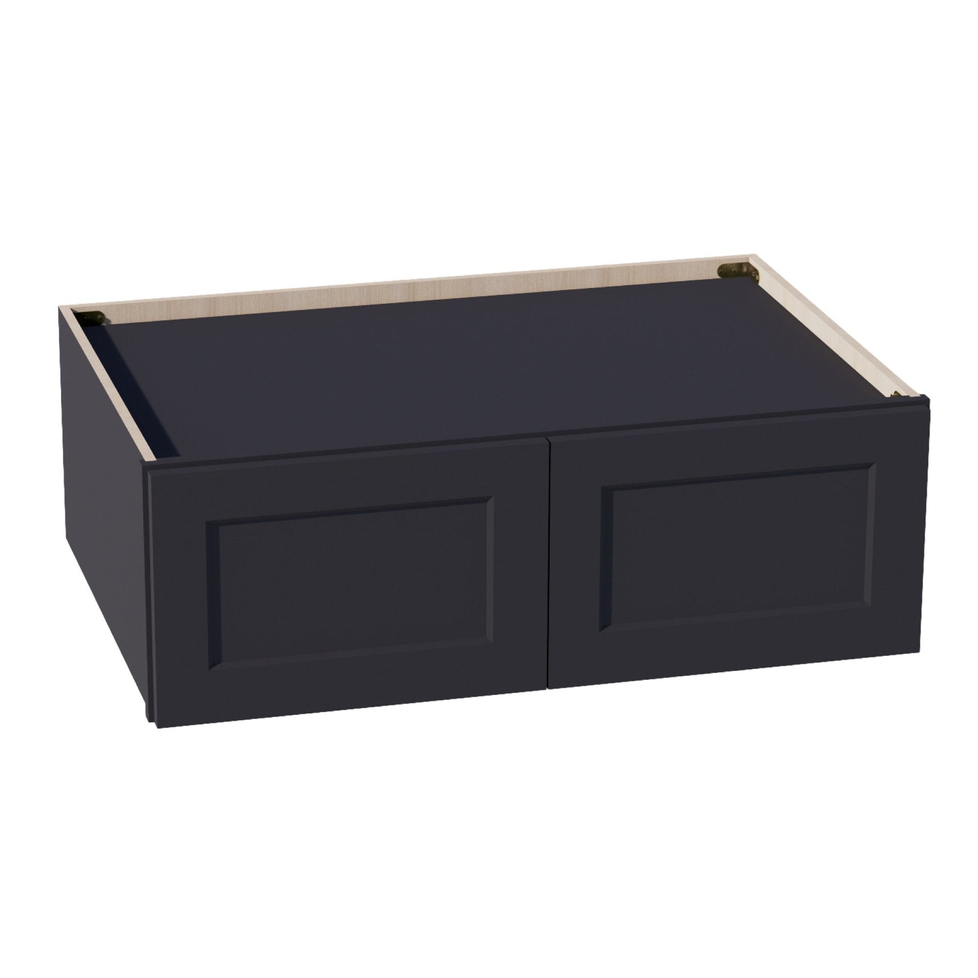 HE - W361224: Ebony Black Shaker 36"W x 12"H x 24"D 2 Doors Standard Bridge Wall Cabinet - NextCabinets