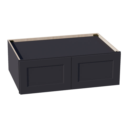 HE - W361224: Ebony Black Shaker 36"W x 12"H x 24"D 2 Doors Standard Bridge Wall Cabinet - NextCabinets