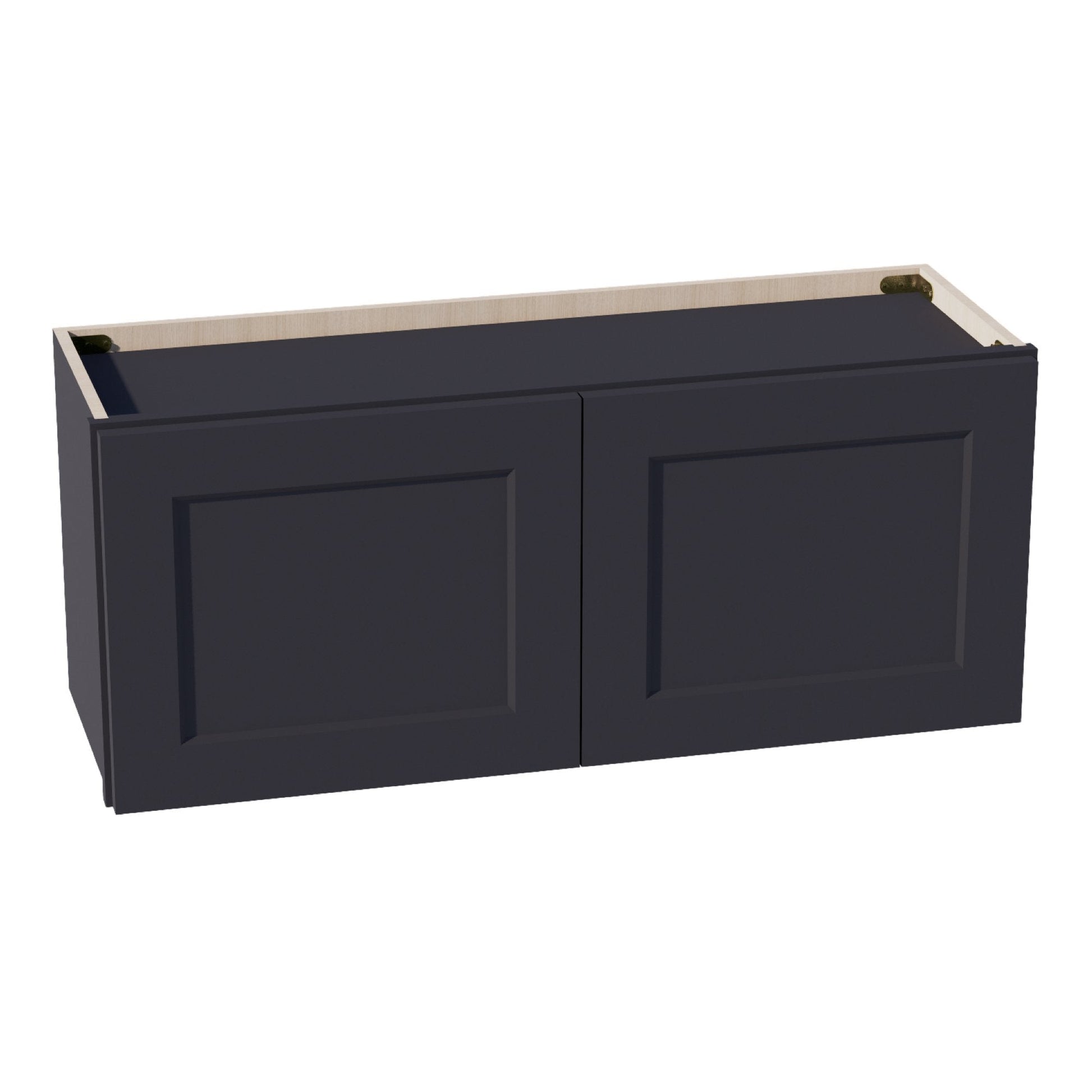 HE - W3615: Ebony Black Shaker 36"W x 15"H 2 Doors Standard Wall Bridge Cabinet - NextCabinets