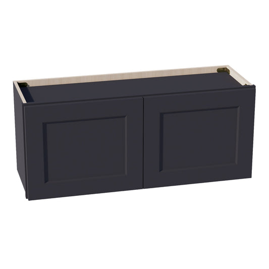 HE - W3615: Ebony Black Shaker 36"W x 15"H 2 Doors Standard Wall Bridge Cabinet - NextCabinets