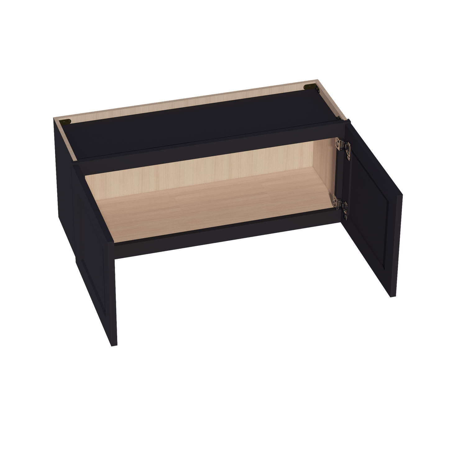 HE - W3615: Ebony Black Shaker 36"W x 15"H 2 Doors Standard Wall Bridge Cabinet - NextCabinets