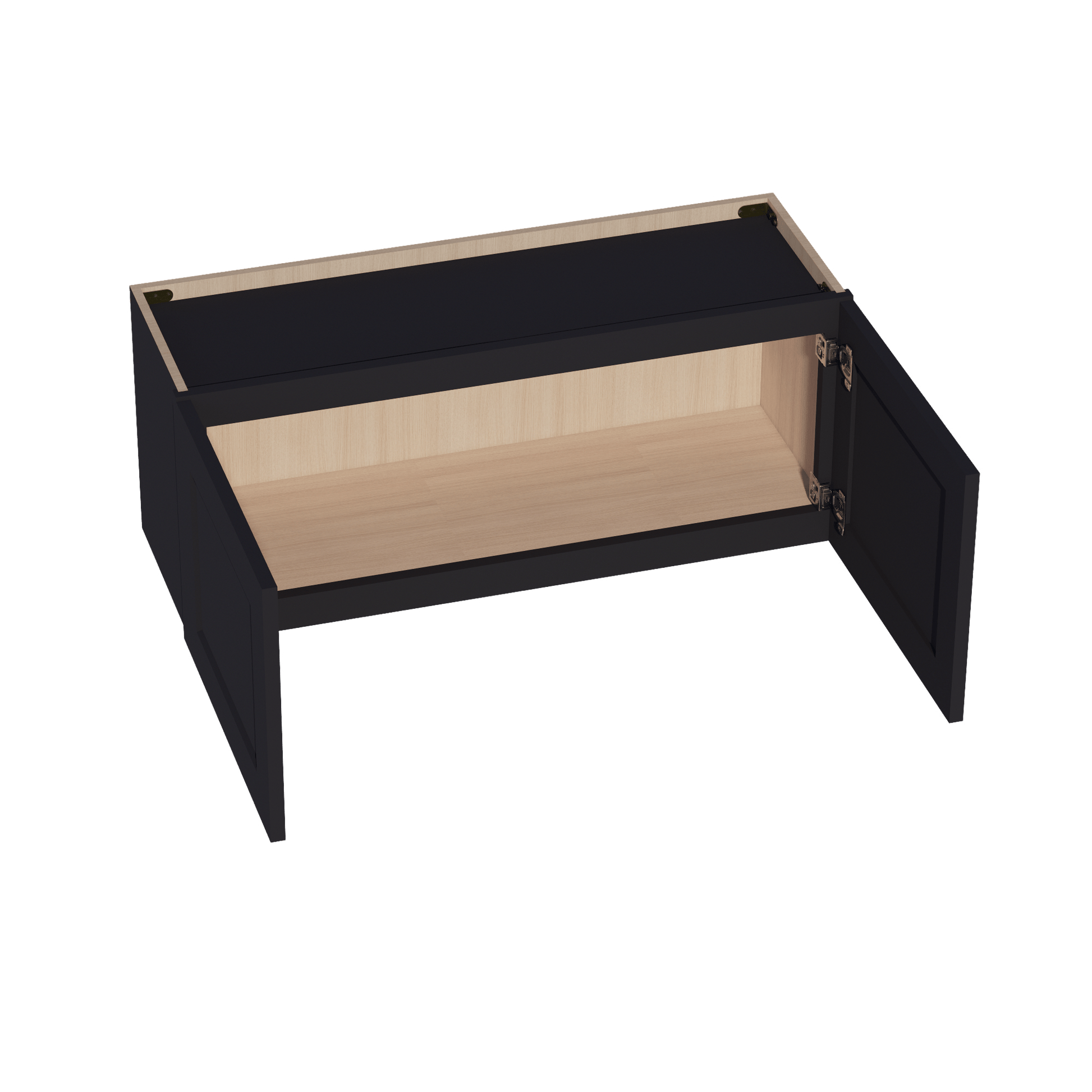 HE - W3615: Ebony Black Shaker 36"W x 15"H 2 Doors Standard Wall Bridge Cabinet - NextCabinets