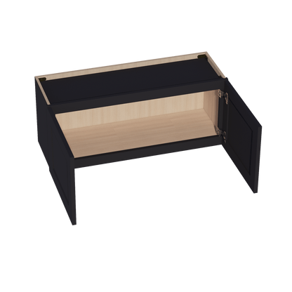 HE - W3615: Ebony Black Shaker 36"W x 15"H 2 Doors Standard Wall Bridge Cabinet - NextCabinets