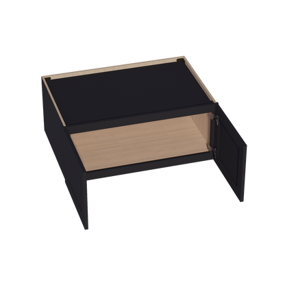 HE - W361524: Ebony Black Shaker 36"W x 15"H x 24"D 2 Doors Standard Bridge Wall Cabinet - NextCabinets