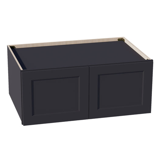 HE - W361524: Ebony Black Shaker 36"W x 15"H x 24"D 2 Doors Standard Bridge Wall Cabinet - NextCabinets