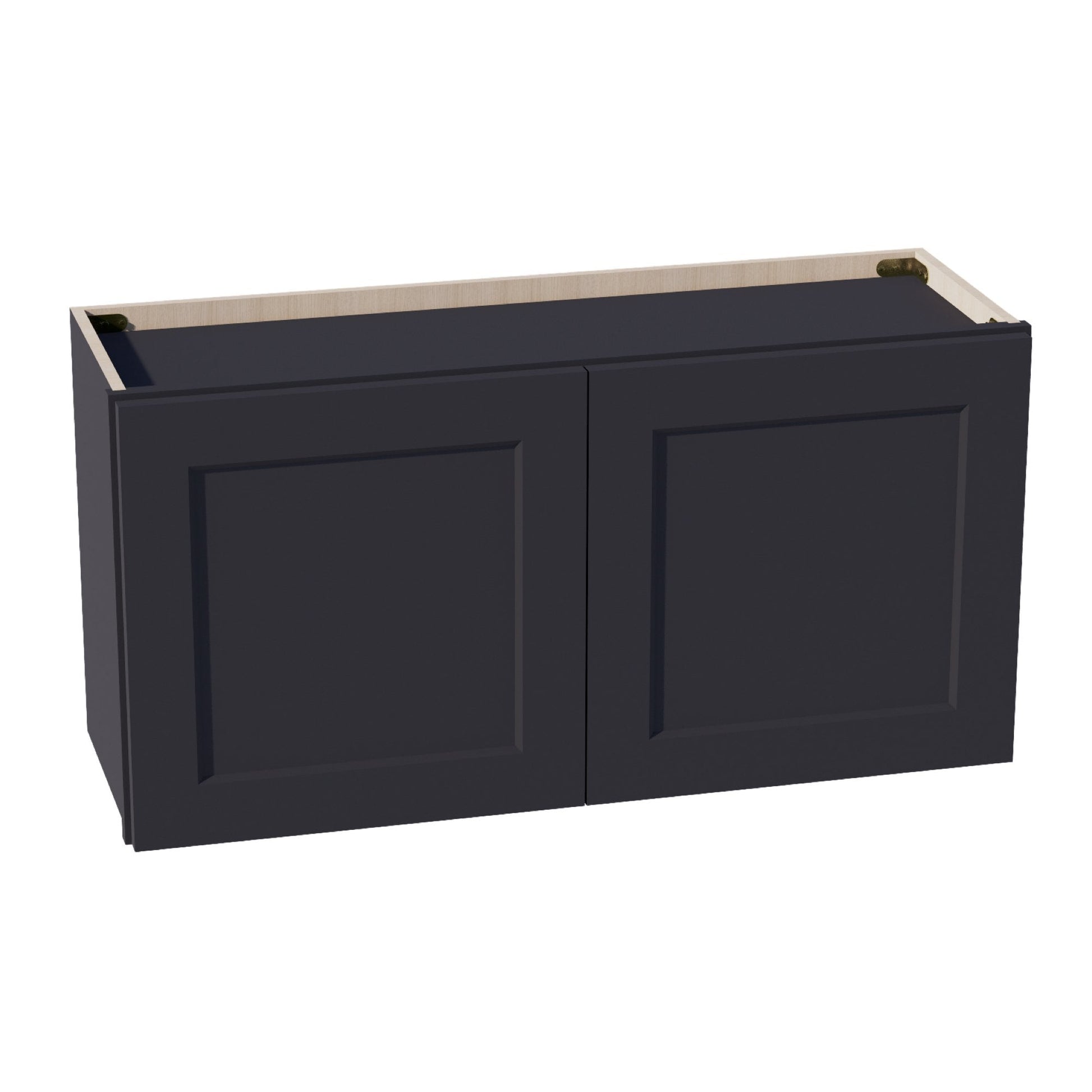 HE - W3618: Ebony Black Shaker 36"W x 18"H 2 Doors Standard Wall Bridge Cabinet - NextCabinets