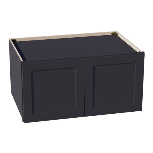 HE - W361824: Ebony Black Shaker 36"W x 18"H x 24"D 2 Doors Standard Bridge Wall Cabinet - NextCabinets