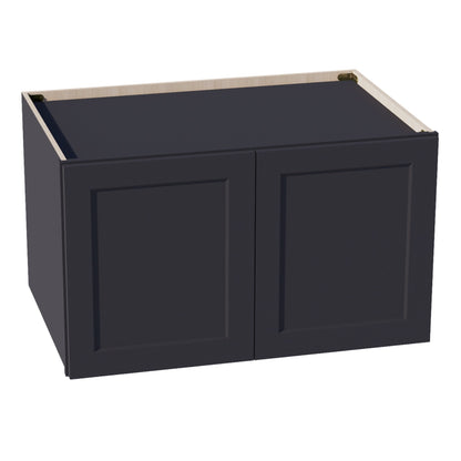 HE - W362124: Ebony Black Shaker 36"W x 21"H x 24"D 2 Doors & 1 Shelf Standard Bridge Wall Cabinet - NextCabinets