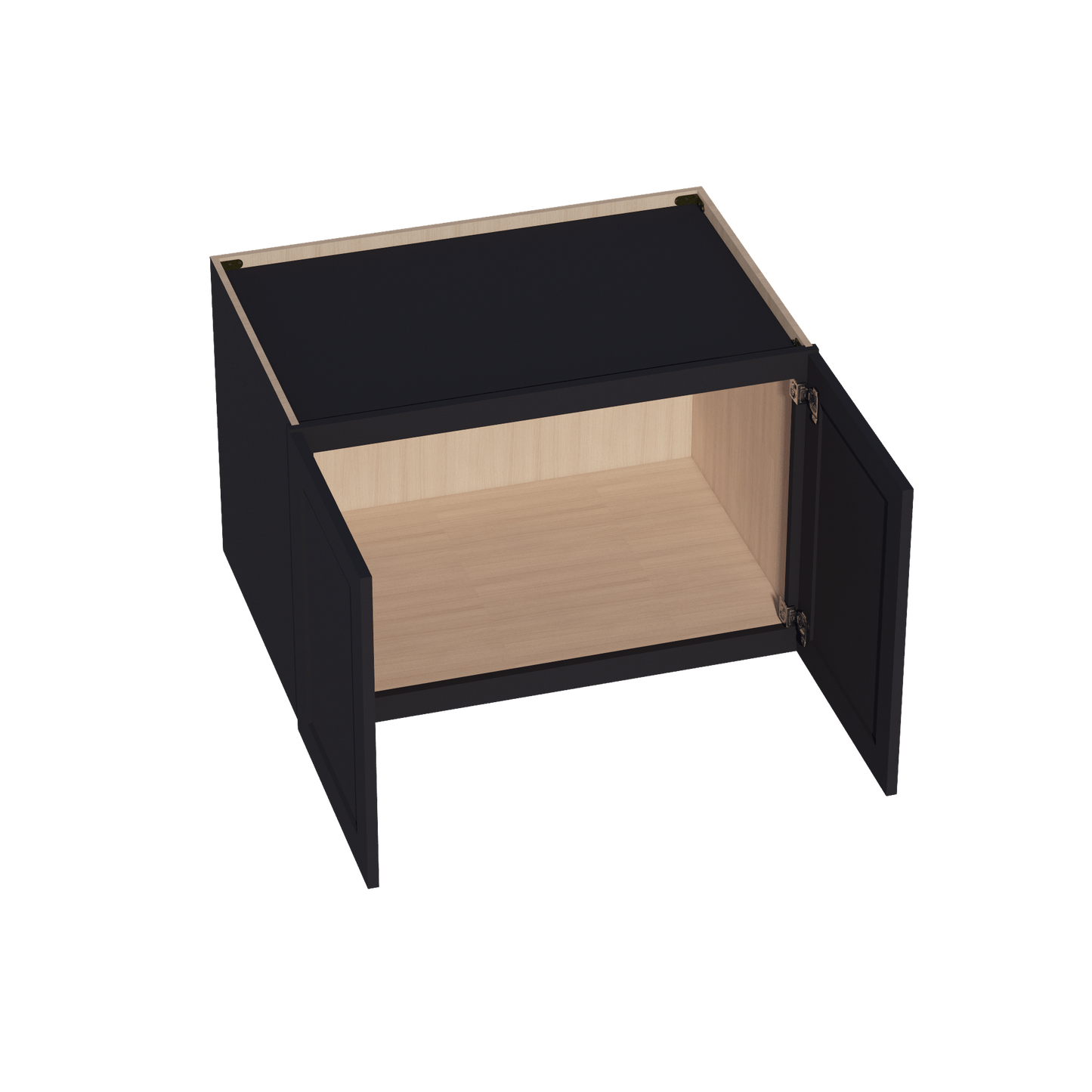 HE - W362424: Ebony Black Shaker 36"W x 24"H x 24"D 2 Doors & 1 Shelf Standard Bridge Wall Cabinet - NextCabinets