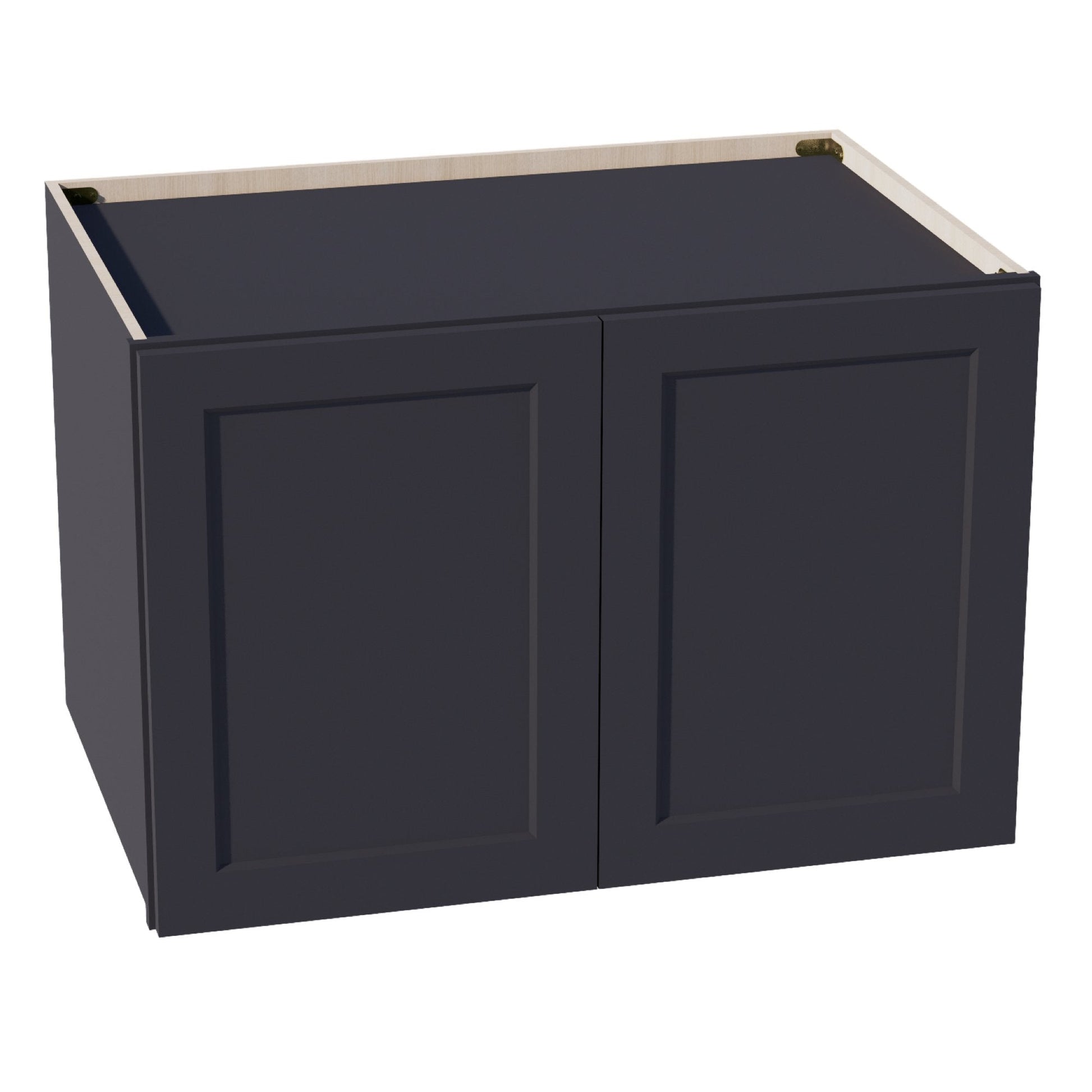 HE - W362424: Ebony Black Shaker 36"W x 24"H x 24"D 2 Doors & 1 Shelf Standard Bridge Wall Cabinet - NextCabinets