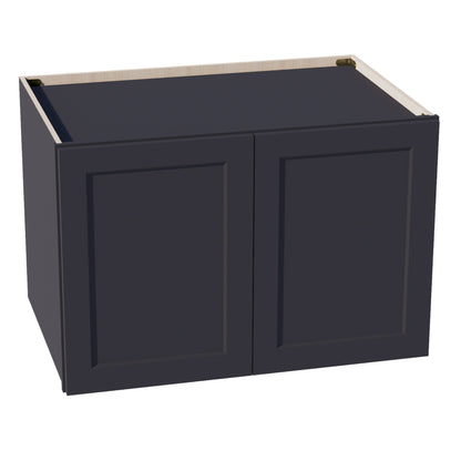 HE - W362424: Ebony Black Shaker 36"W x 24"H x 24"D 2 Doors & 1 Shelf Standard Bridge Wall Cabinet - NextCabinets