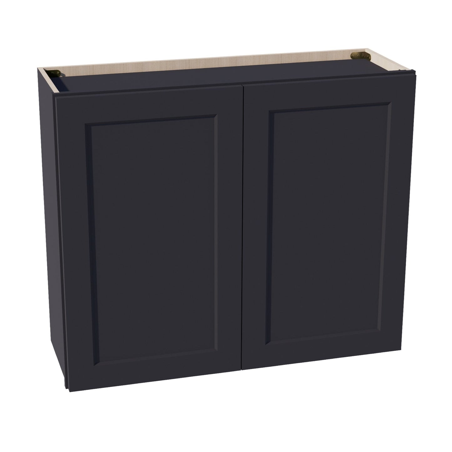 HE - W3630: Ebony Black Shaker 36"W x 30"H 2 Doors & 2 Shelves Standard Wall Cabinet - NextCabinets