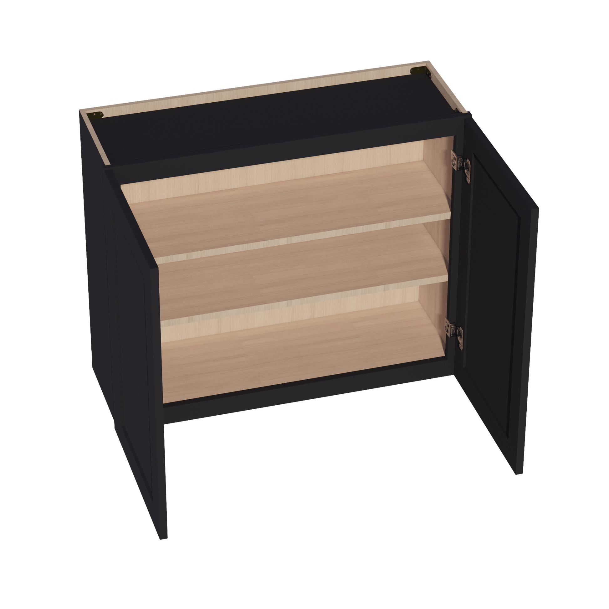 HE - W3630: Ebony Black Shaker 36"W x 30"H 2 Doors & 2 Shelves Standard Wall Cabinet - NextCabinets